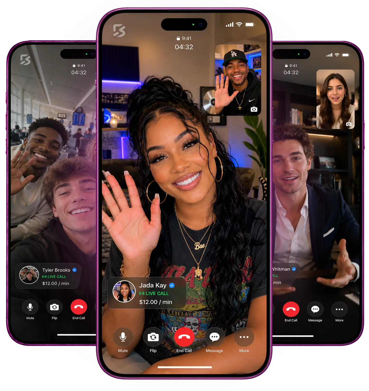 BacStage app showing paid one-on-one video calls with followers